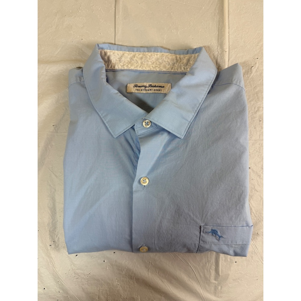 Tommy Bahama Newport Coast Mens XXL Blue Pima Cotton 37.5 Button Down Shirt
